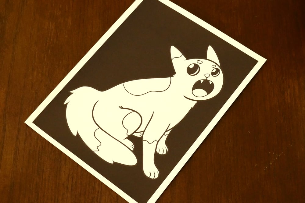 A black and white coloring sheet showing a cat.