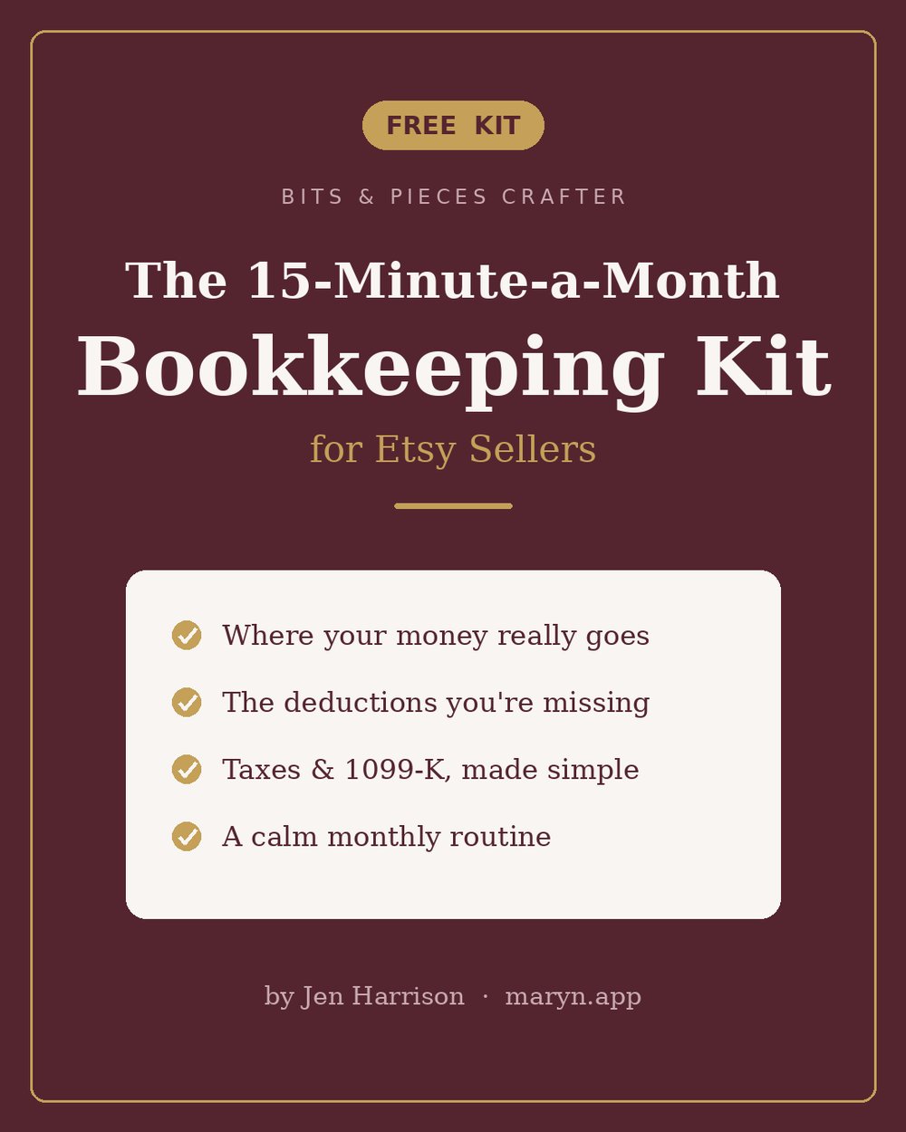 etsy bookkeeping 15 minutes a month