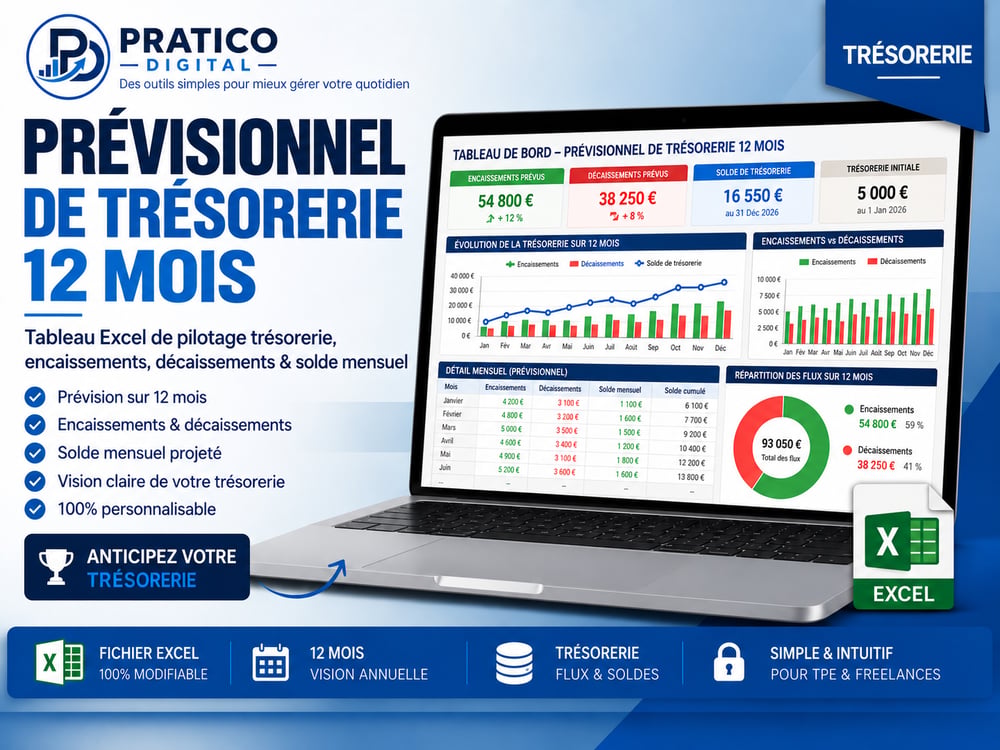 Prévisionnel de Trésorerie 12 Mois
