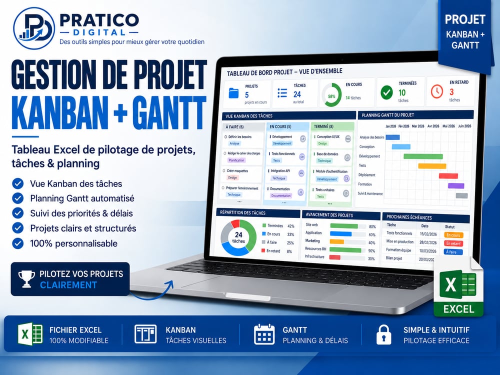Gestion de Projet Kanban + Gantt