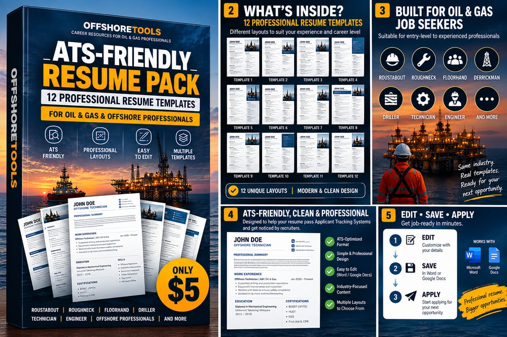 ATS Friendly Resume Pack For Oil & Gas