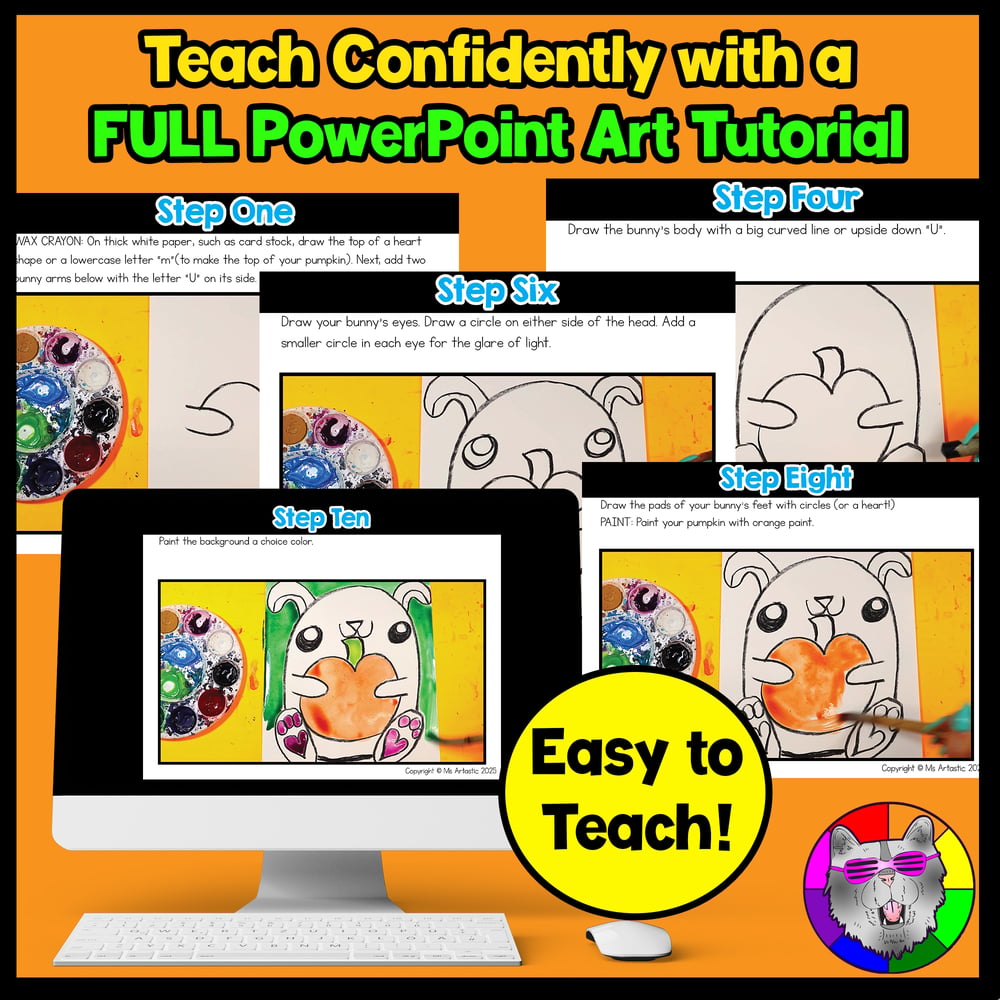 Autumn Art Pumpkin Art Lesson Fall Bunny Art Project Reading Comprehension – image 4