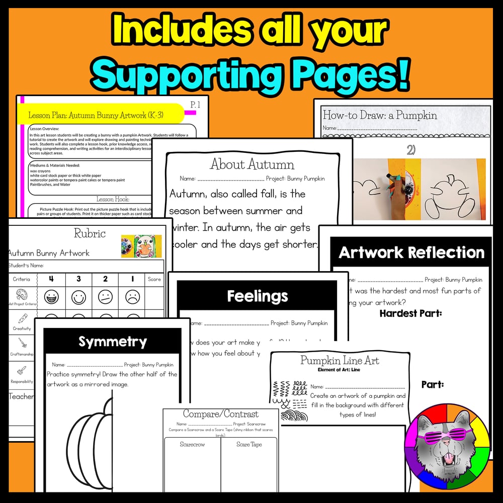 Autumn Art Pumpkin Art Lesson Fall Bunny Art Project Reading Comprehension – image 3