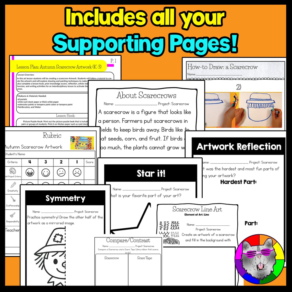 Autumn Scarecrow Art Lesson Fall Scarecrow Art Project Reading Comprehension – image 3
