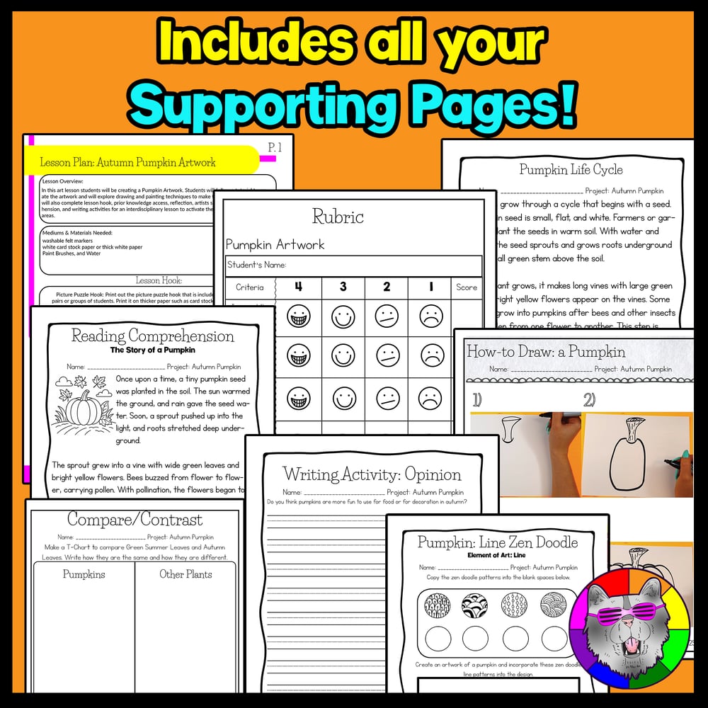 Autumn Pumpkin Art Lesson Fall Pumpkin Art Project Activity Reading Writing Art – image 2