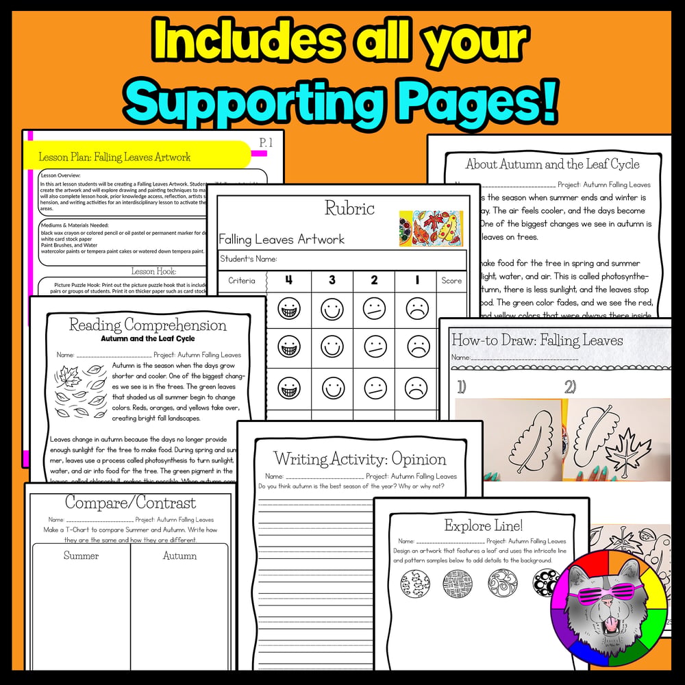 Autumn Falling Leaves Art Lesson Fall Leaf Art Project Activity Reading Writing – image 4