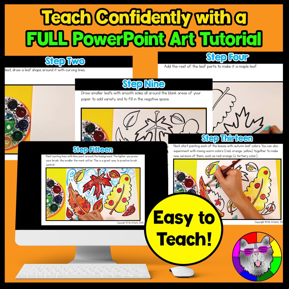 Autumn Falling Leaves Art Lesson Fall Leaf Art Project Activity Reading Writing – image 2