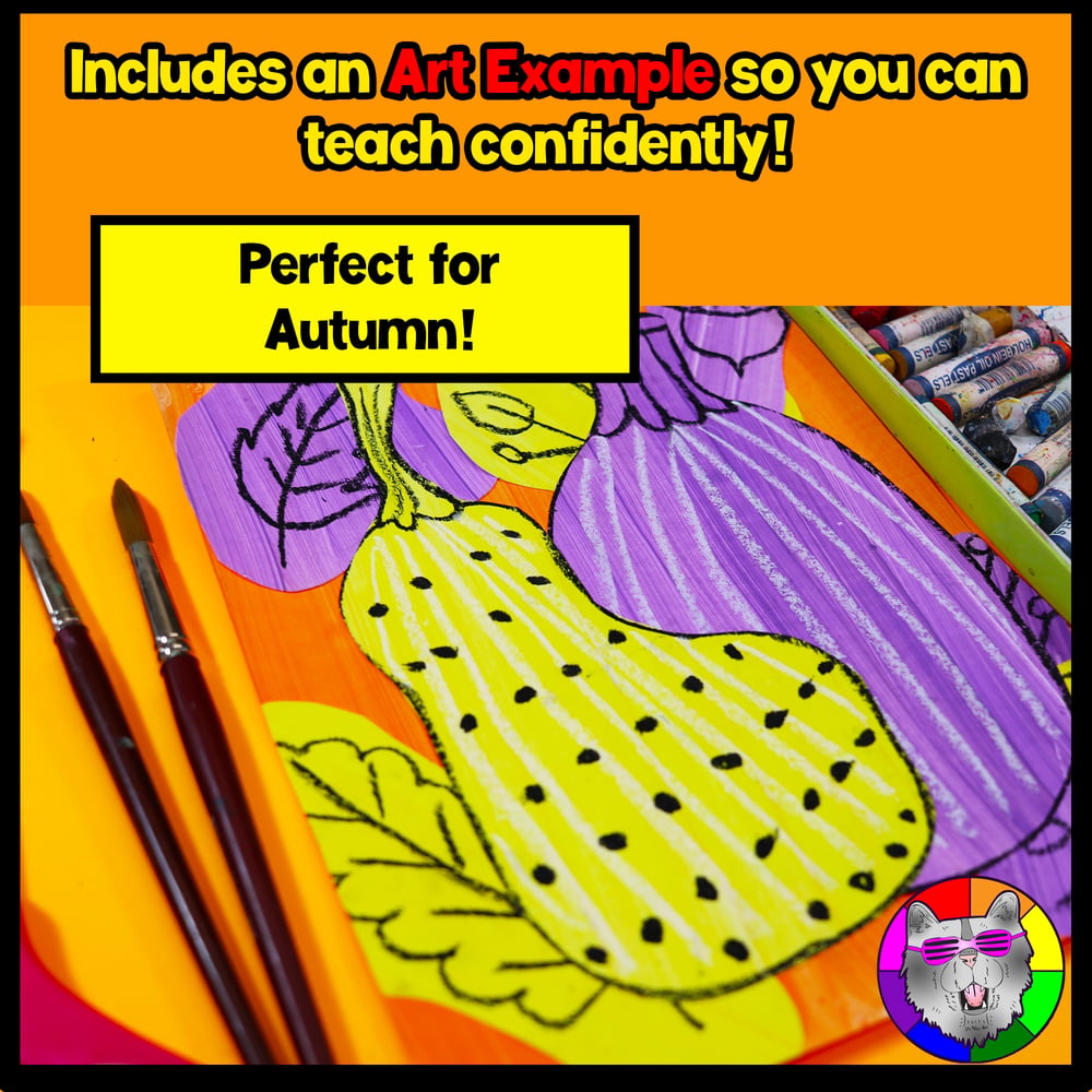 Autumn Gourd and Pumpkin Art Lesson Autumn Line Art Project Fall Art Activity – image 4