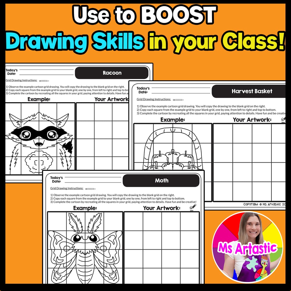Autumn Cartoon Grid Drawing Worksheets Autumn Drawing Activities for Kids – image 4