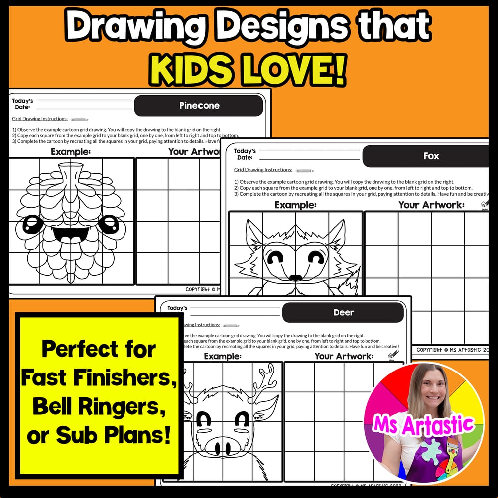 Autumn Cartoon Grid Drawing Worksheets Autumn Drawing Activities for Kids – image 3
