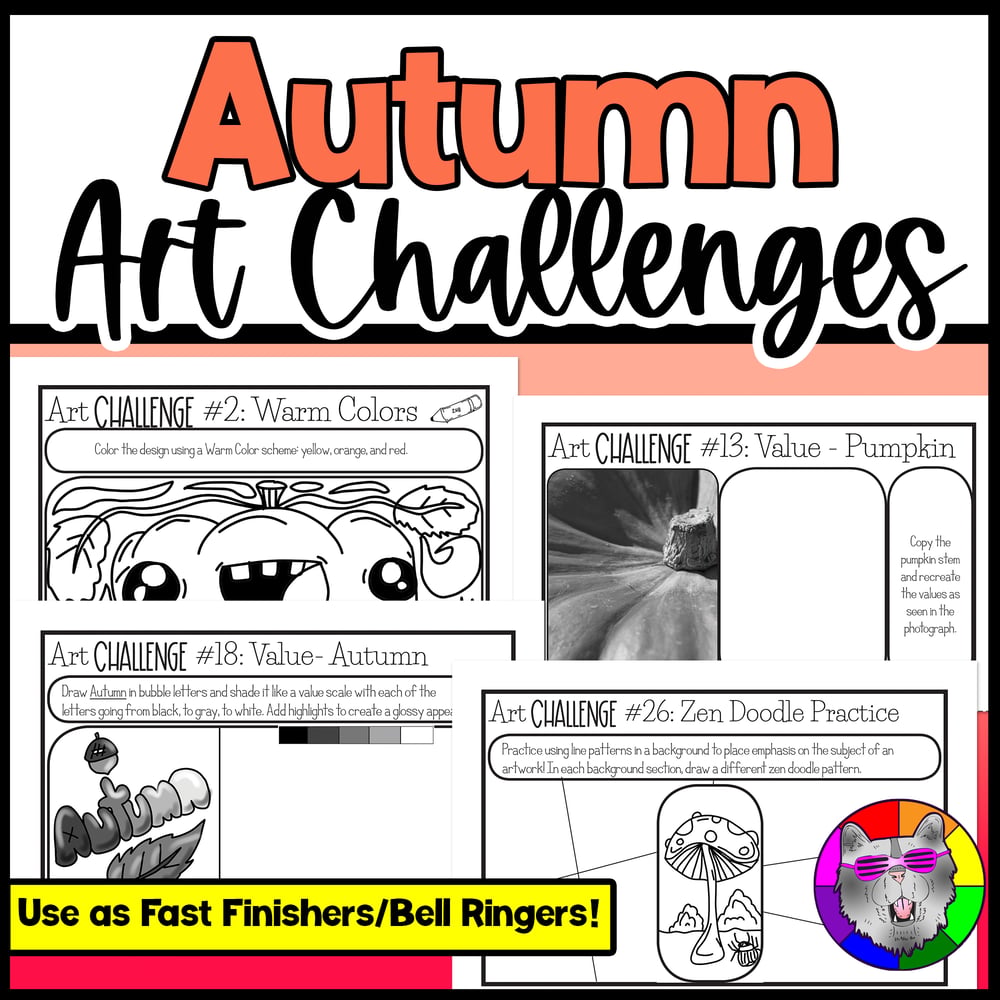 Autumn Art Lesson Drawing Prompts Fast Finishers Bell Ringers Challenge Cards