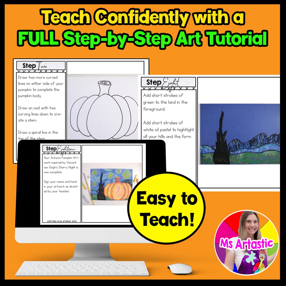 Van Gogh Starry Night Pumpkin Art Project Autumn Art Lesson Fall Art Activity – image 4