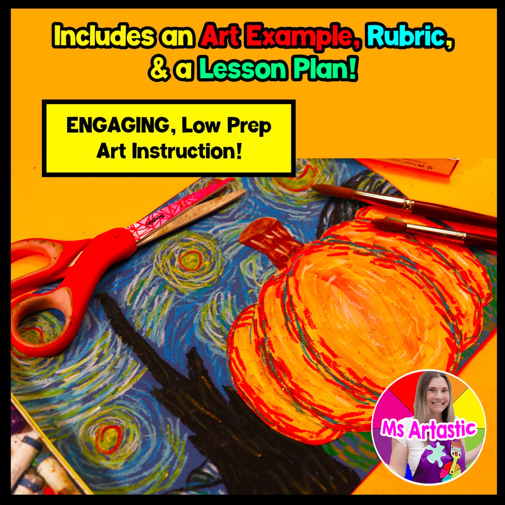Van Gogh Starry Night Pumpkin Art Project Autumn Art Lesson Fall Art Activity – image 2