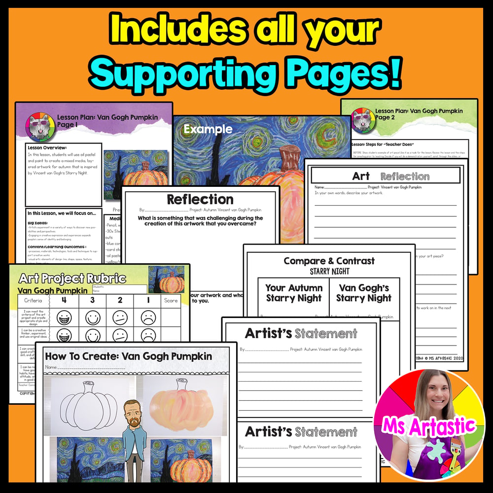 Van Gogh Starry Night Pumpkin Art Project Autumn Art Lesson Fall Art Activity – image 3