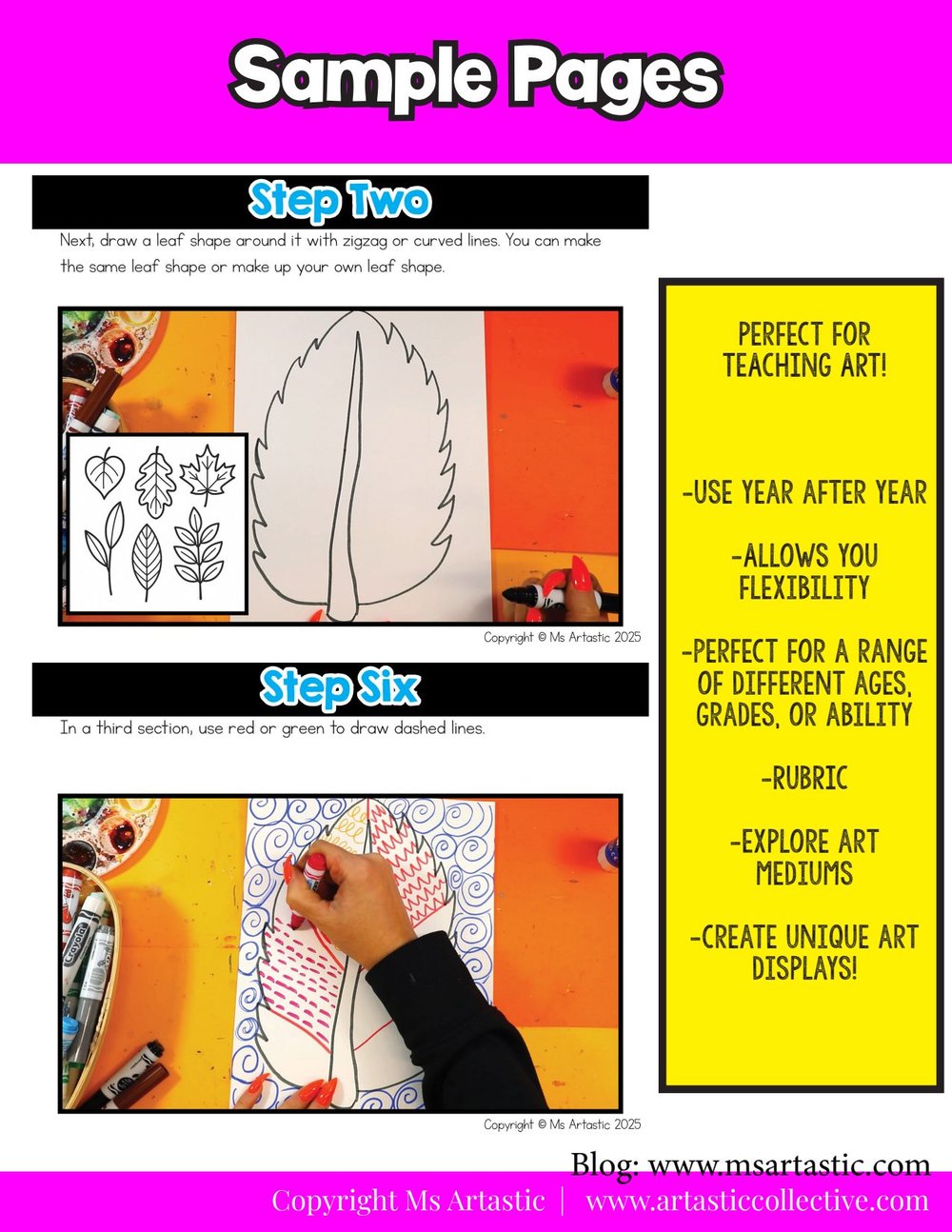 Autumn Leaf Line Art Lesson Fall Leaf Art Project Activity Reading Writing Art – image 7