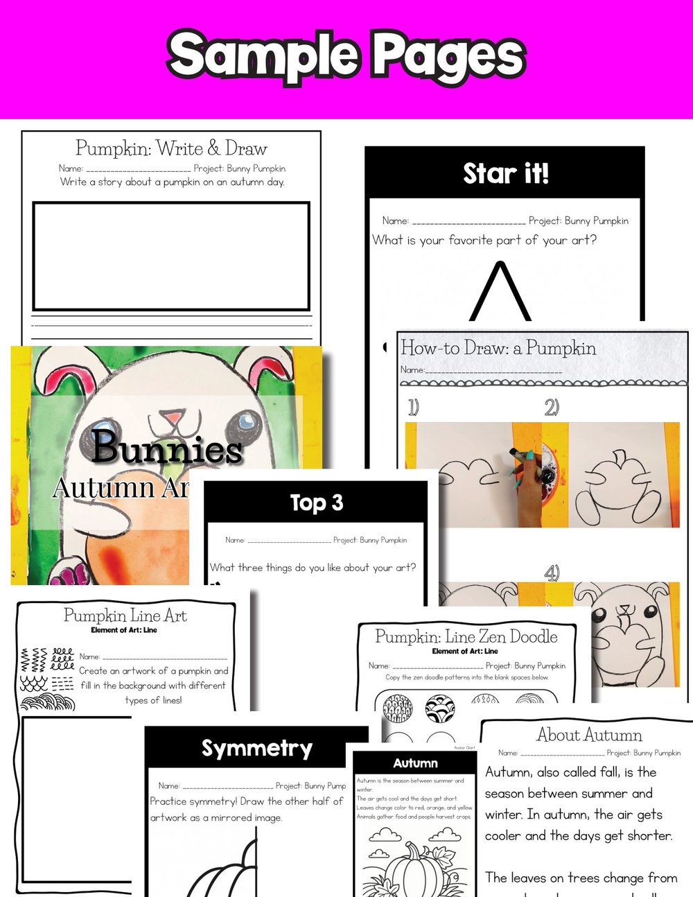 Autumn Art Pumpkin Art Lesson Fall Bunny Art Project Reading Comprehension – image 9
