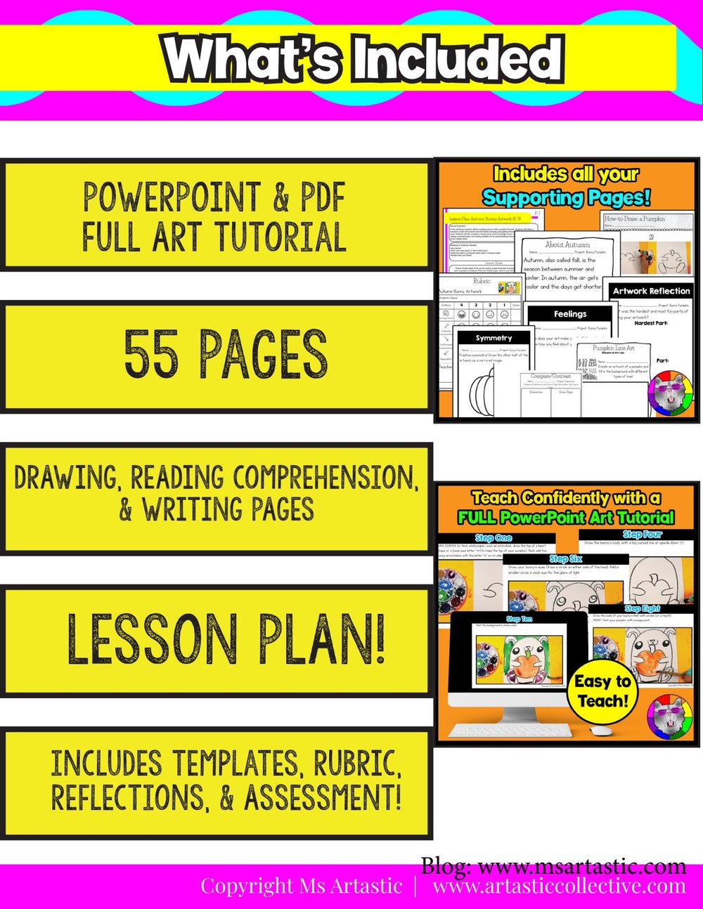 Autumn Art Pumpkin Art Lesson Fall Bunny Art Project Reading Comprehension – image 6