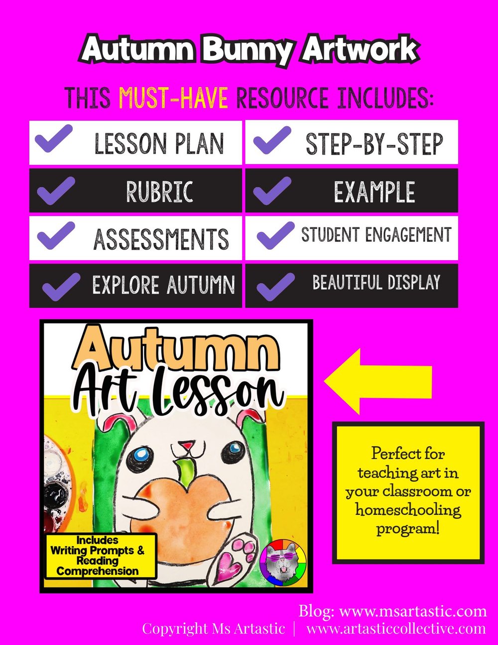 Autumn Art Pumpkin Art Lesson Fall Bunny Art Project Reading Comprehension – image 5