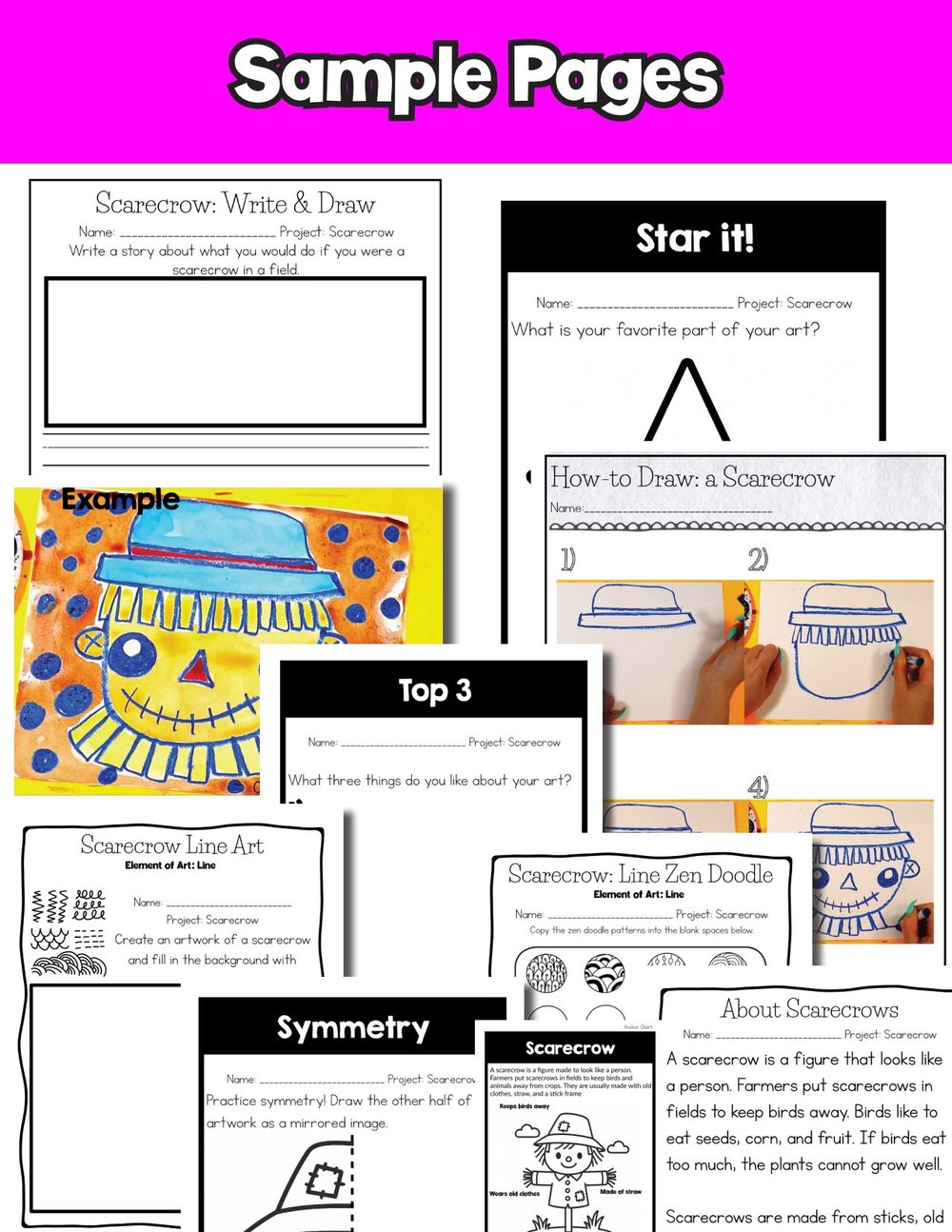Autumn Scarecrow Art Lesson Fall Scarecrow Art Project Reading Comprehension – image 9