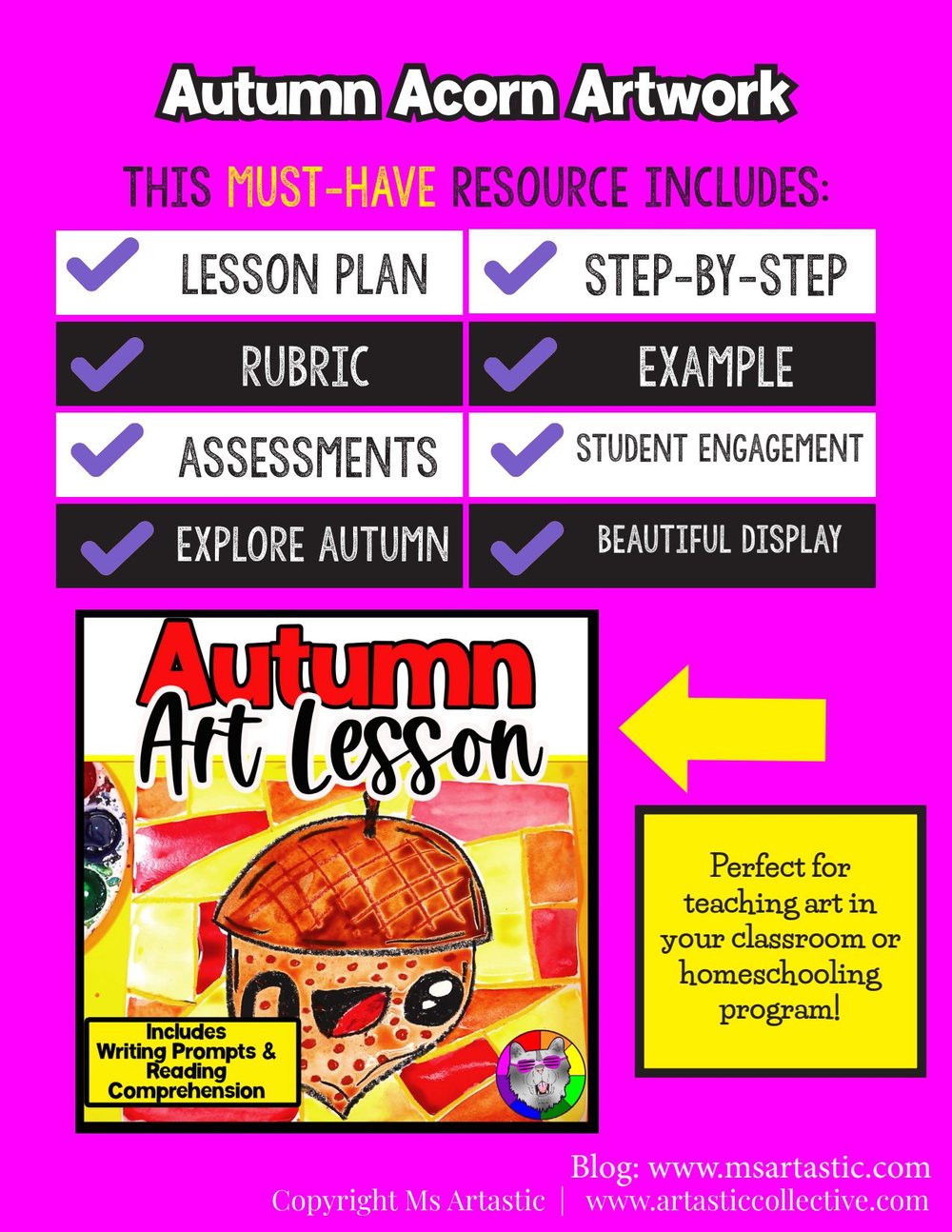 Autumn Acorn Art Lesson Warm Colors Fall Art Project Activity Reading Writing – image 5