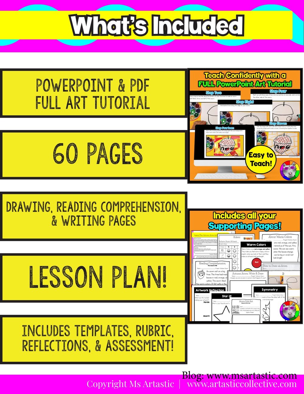 Autumn Acorn Art Lesson Warm Colors Fall Art Project Activity Reading Writing – image 6