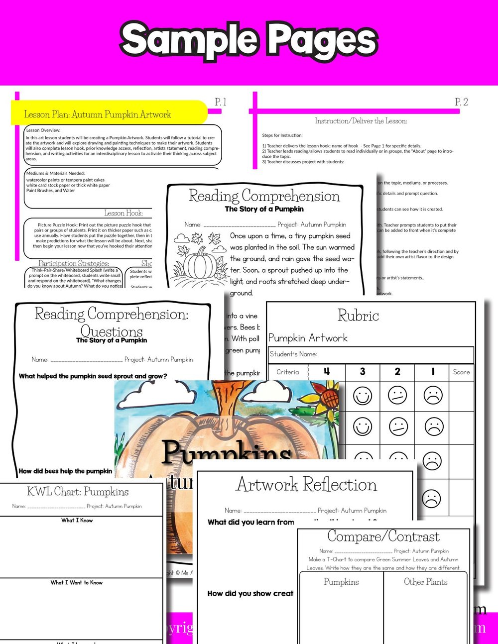 Autumn Pumpkin Art Lesson Fall Pumpkin Art Project Activity Reading Writing Art – image 8