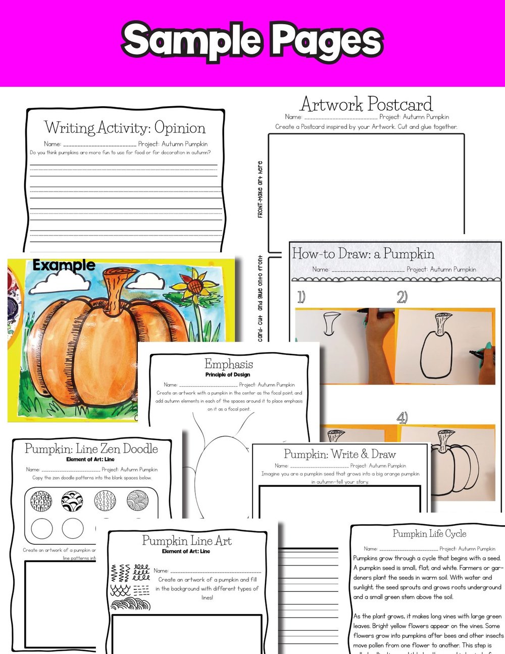 Autumn Pumpkin Art Lesson Fall Pumpkin Art Project Activity Reading Writing Art – image 9
