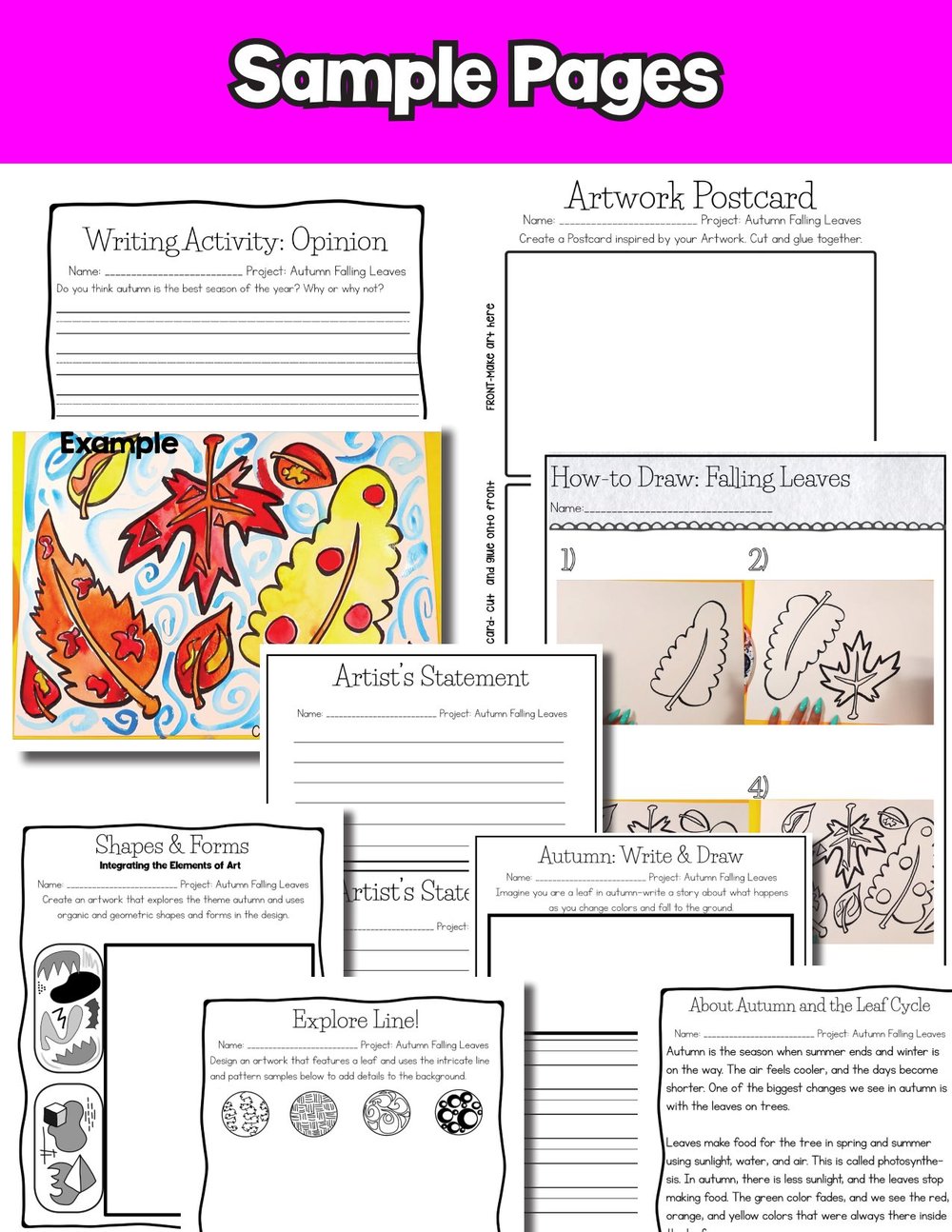 Autumn Falling Leaves Art Lesson Fall Leaf Art Project Activity Reading Writing – image 9