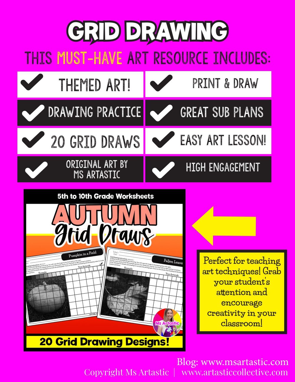 Autumn Value Grid Drawing Worksheets Autumn | Ms Artastic