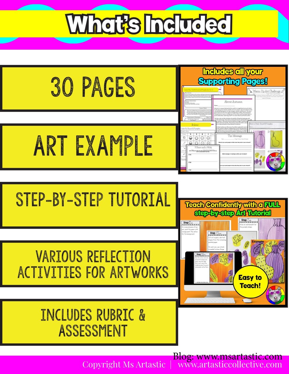 Autumn Gourd and Pumpkin Art Lesson Autumn Line Art Project Fall Art Activity – image 6