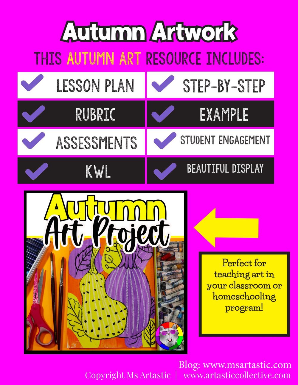 Autumn Gourd and Pumpkin Art Lesson Autumn Line Art Project Fall Art Activity – image 5