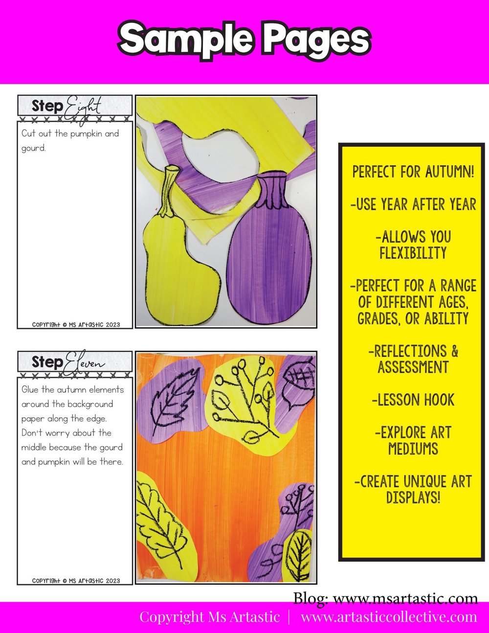 Autumn Gourd and Pumpkin Art Lesson Autumn Line Art Project Fall Art Activity – image 7