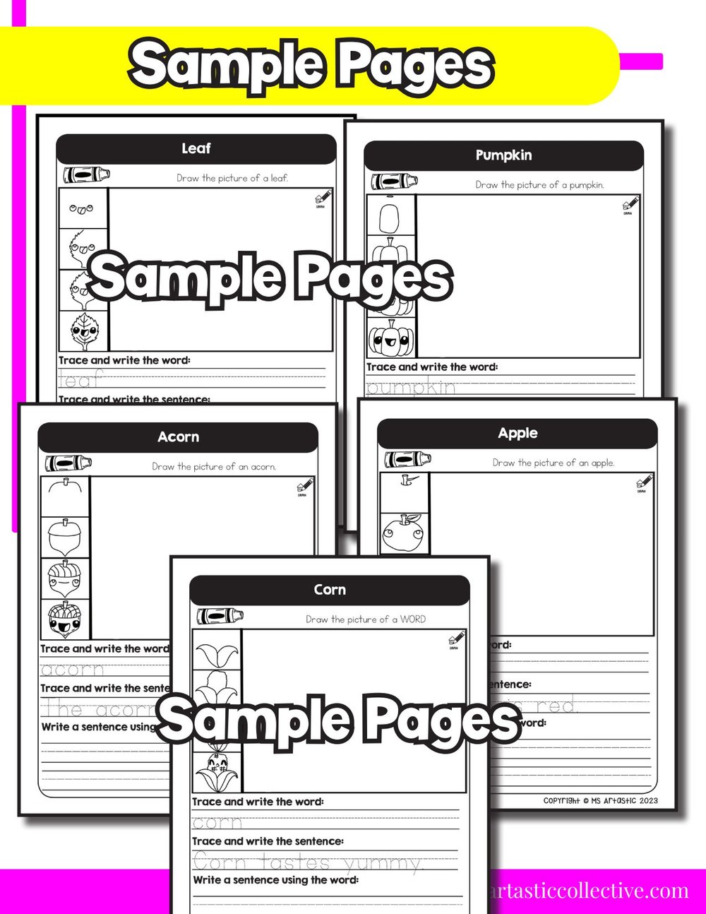 Autumn Writing Practice Directed Drawing Fall Write and Draw Sentence Writing – image 9