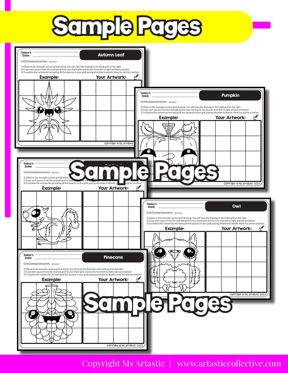 Autumn Cartoon Grid Drawing Worksheets Autumn Drawing Activities for Kids – image 9