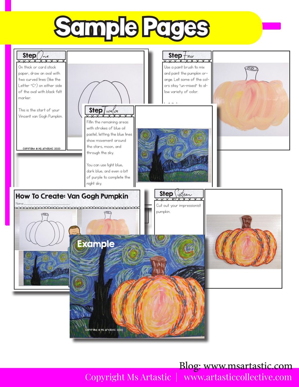 Van Gogh Starry Night Pumpkin Art Project Autumn Art Lesson Fall Art Activity – image 8