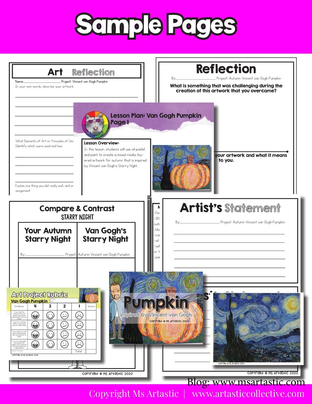 Van Gogh Starry Night Pumpkin Art Project Autumn Art Lesson Fall Art Activity – image 7