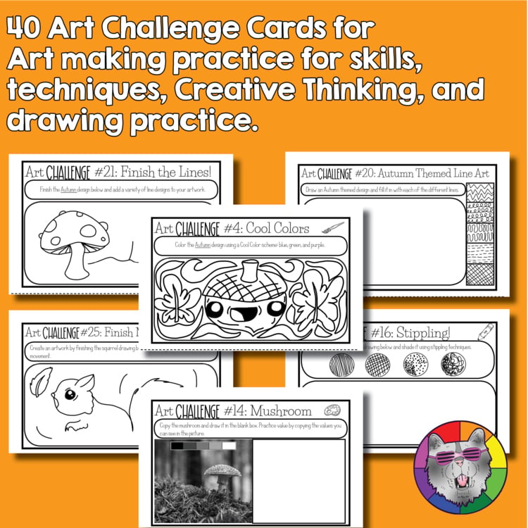 Autumn Art Lesson Drawing Prompts Fast Finishers Bell Ringers Challenge Cards – image 2