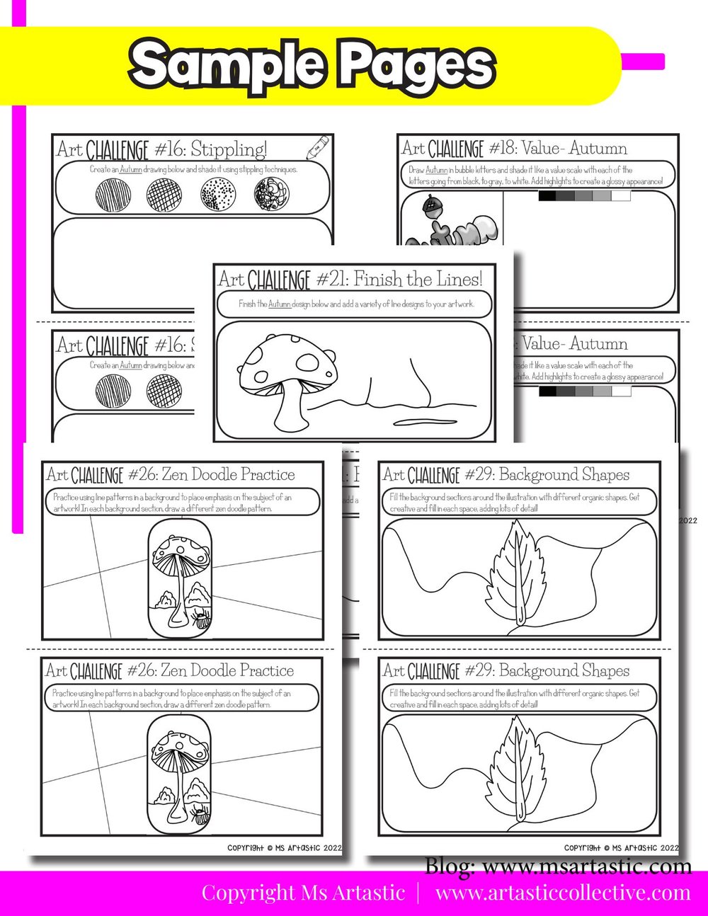 Autumn Art Lesson Drawing Prompts Fast Finishers Bell Ringers Challenge Cards – image 9