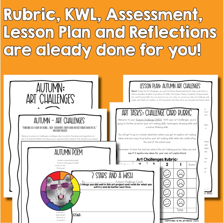Autumn Art Lesson Drawing Prompts Fast Finishers Bell Ringers Challenge Cards – image 3