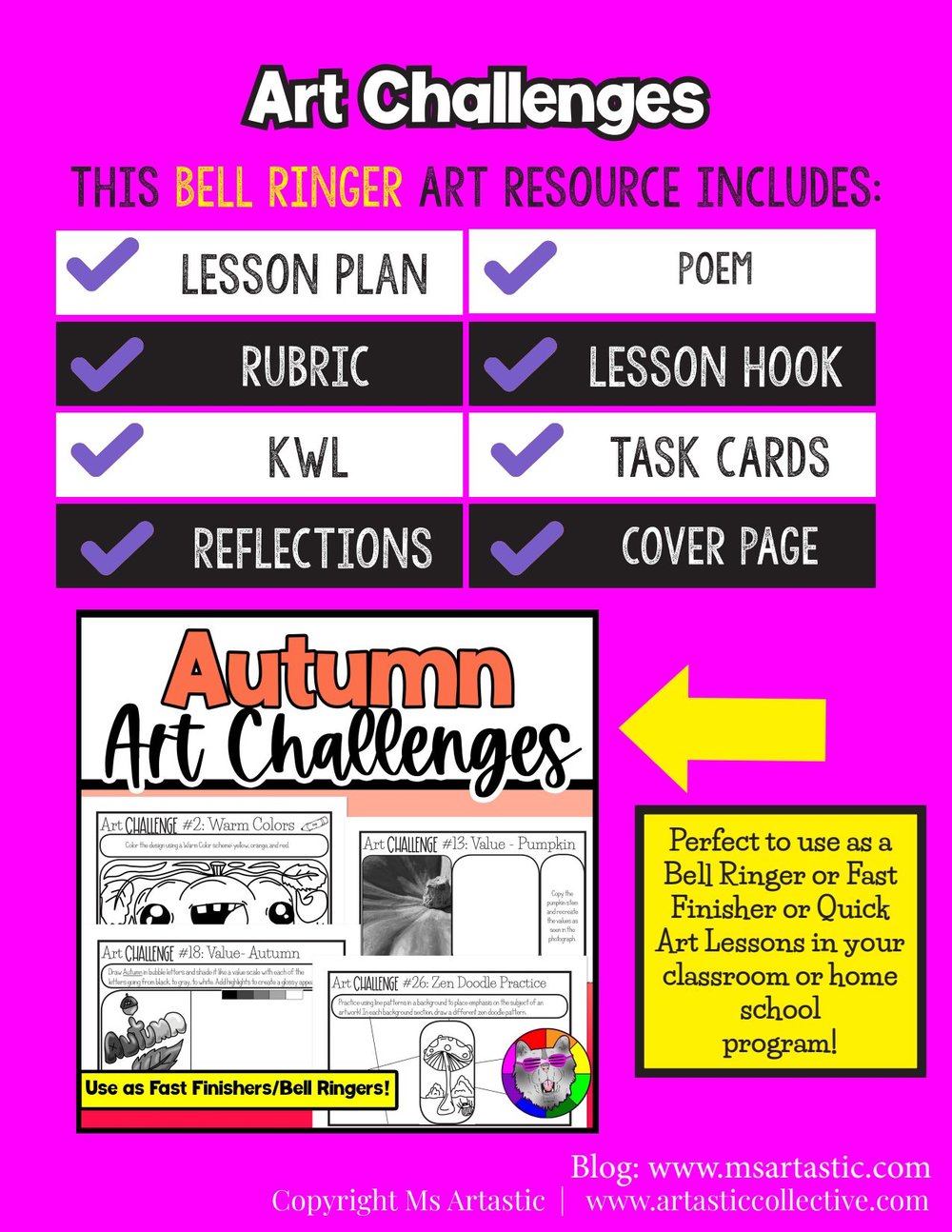 Autumn Art Lesson Drawing Prompts Fast Finishers Bell Ringers Challenge Cards – image 5