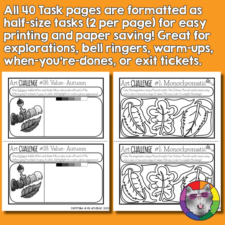 Autumn Art Lesson Drawing Prompts Fast Finishers Bell Ringers Challenge Cards – image 4