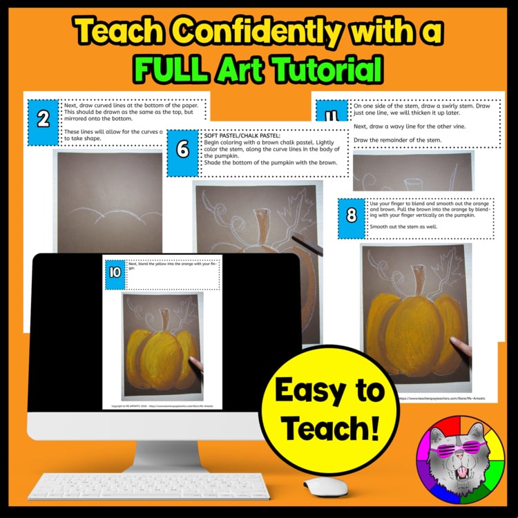 Autumn Art Lesson Pastel Pumpkin Art Project Fall Art Activity Fall Pumpkin Art – image 4