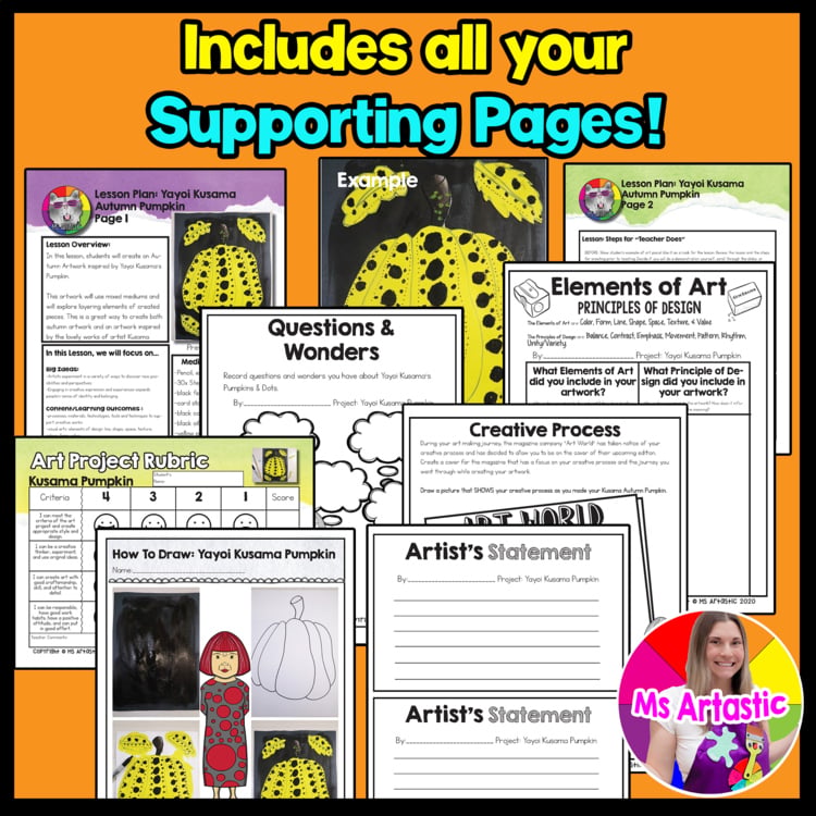 Yayoi Kusama Pumpkin Art Project Autumn Art Lesson Fall Art Activity Kusama Art – image 3