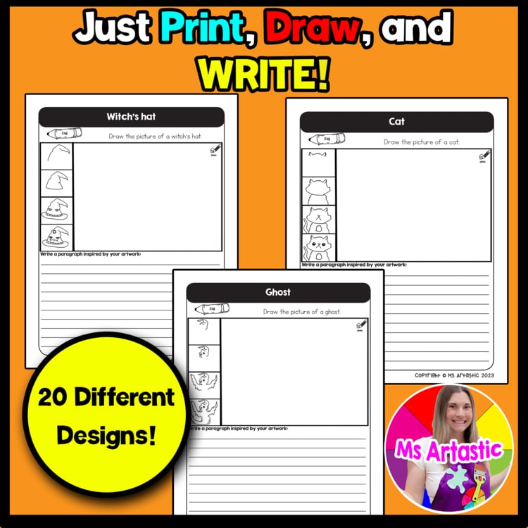 Halloween Writing Practice Directed Drawing Halloween Paragraph Writing and Draw – image 2