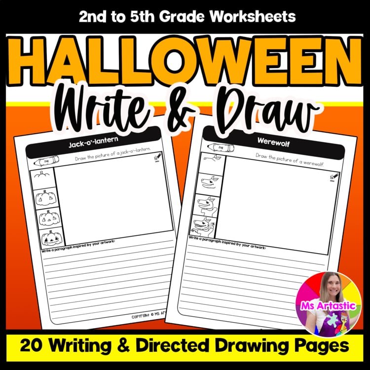 Halloween Writing Practice Directed Drawing Halloween Paragraph Writing and Draw
