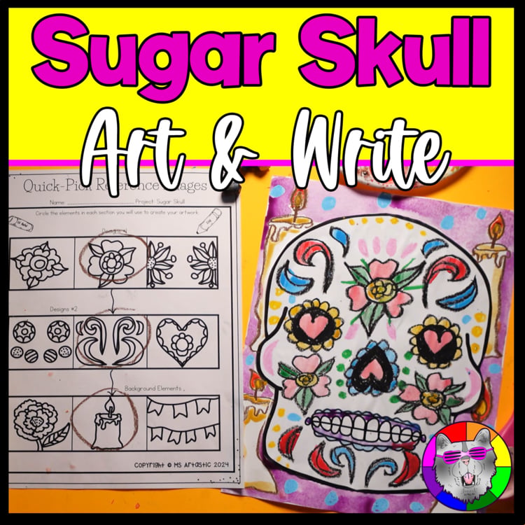 Sugar Skull Art Lesson Writing Prompts Día de los Muertos Day of the Dead