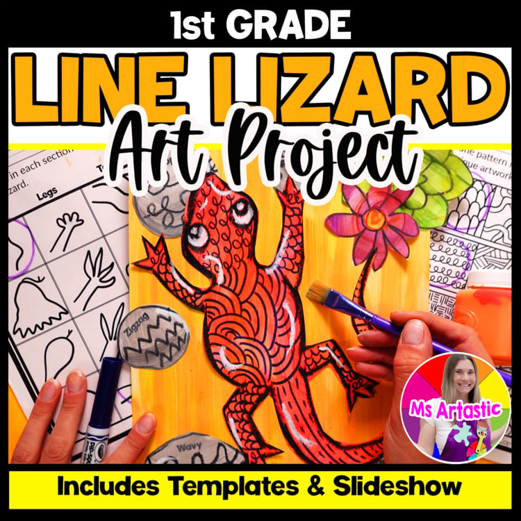 Line Lesson Line Lizard Art Project 1st Grade Art Activity Element of Art Line