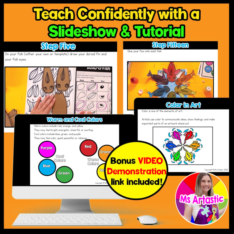 Color Wheel Art Lesson Element of Art Color Fish Art Project Grade 3 Art Lesson – image 2