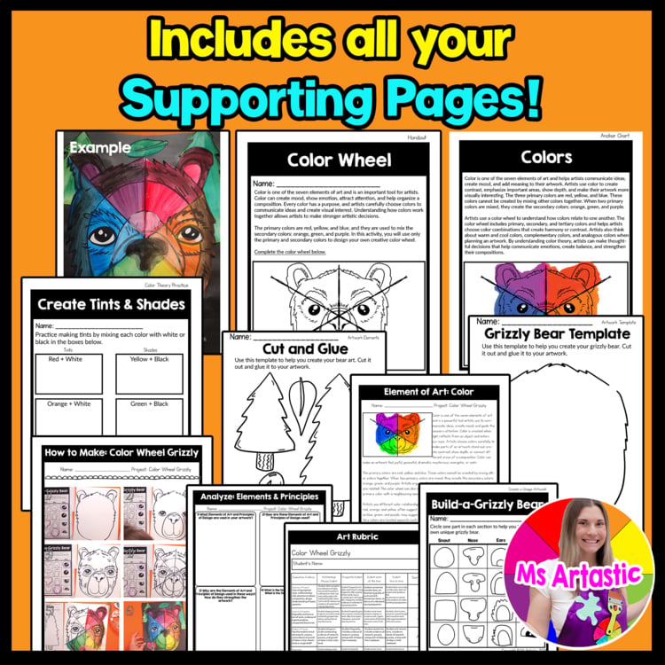 Color Wheel Art Lesson Element of Art Color 5th Grade Color Wheel Art Project – image 4