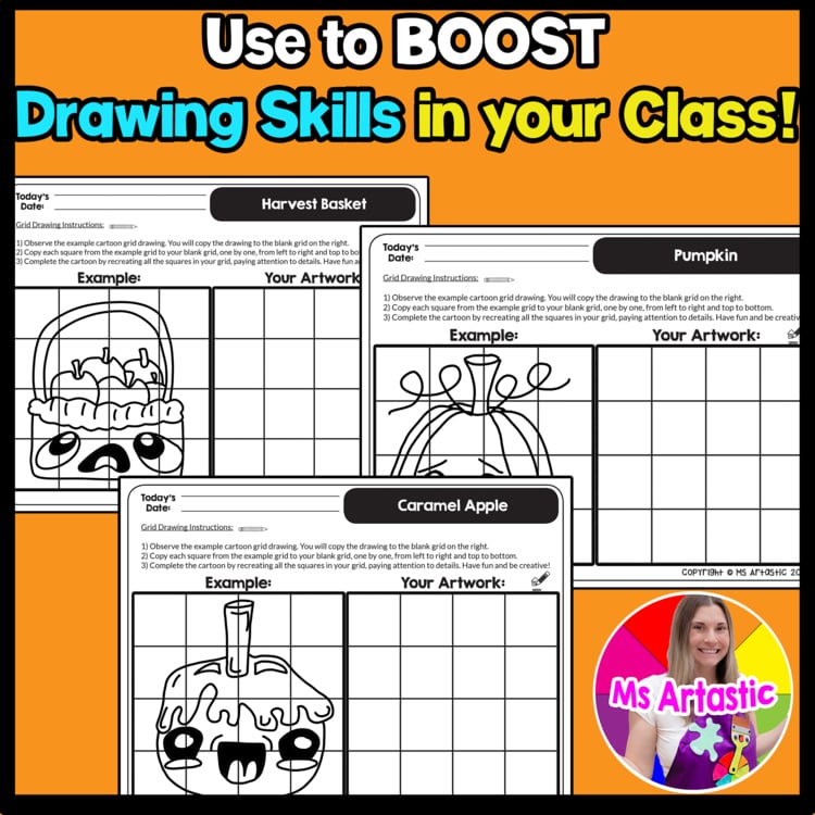 Thanksgiving Cartoon Grid Drawing Worksheets Thanksgiving Drawing Art Activities – image 4